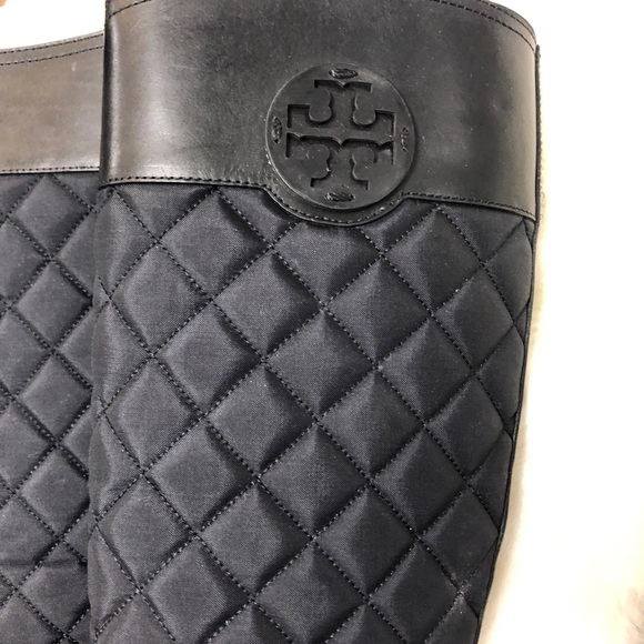 TORY BURCH Black Leather Quilted Boots - Picture 5 of 8